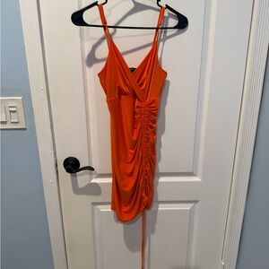 Forever 21 Orange Ruched Mini Dress